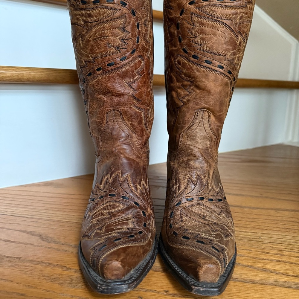 Dan Post Brown 6½ M Leather Made In Mexico Cowboy Western Festival Rodeo Boots - Picture 5 of 14